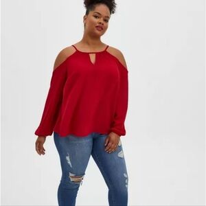 Like new Torrid 2x Georgette Cold Shoulder Blouse